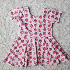 Handmade Strawberry Print Short Sleeve Peplum